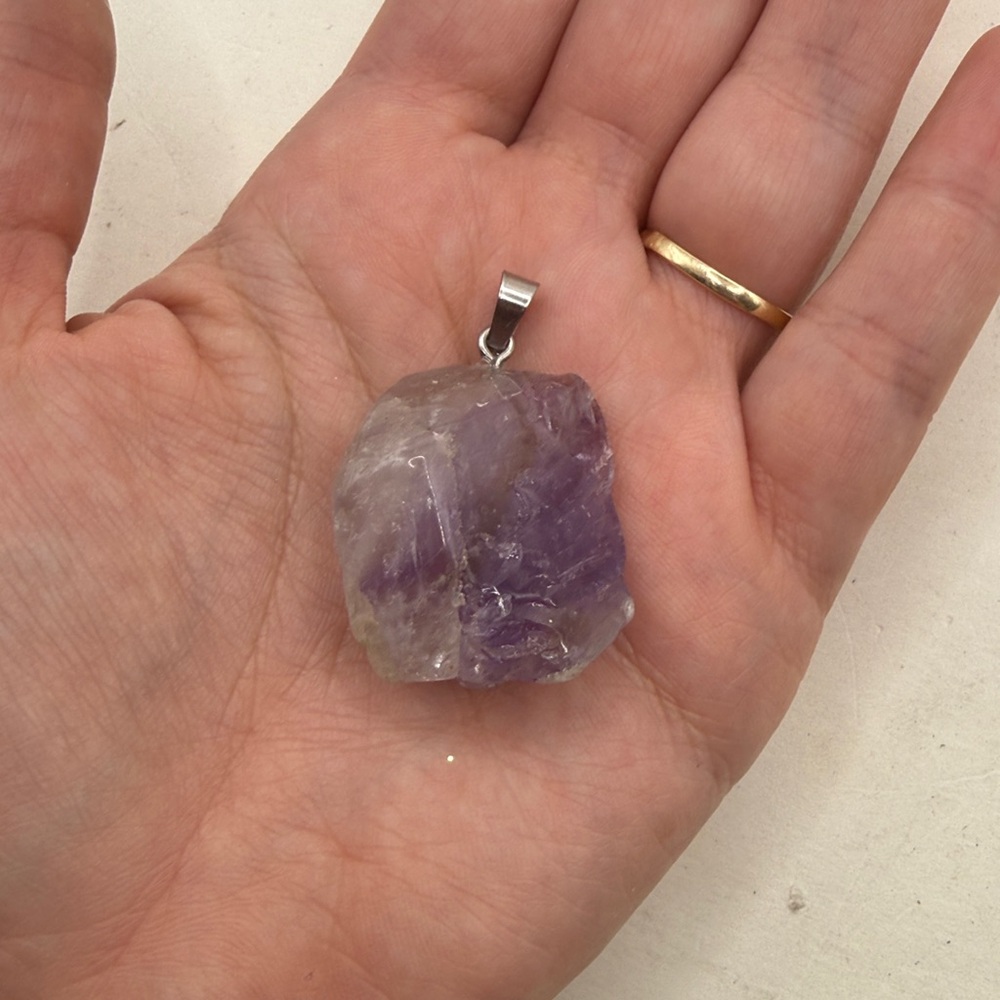 Purple Amethyst Crystal Stone Rock Pendant Jewelry